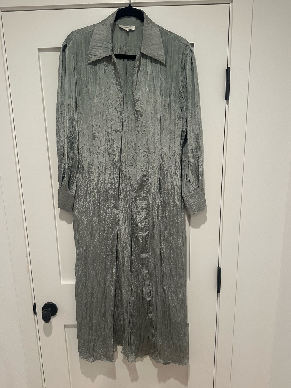 VINCE crinkle crepe pleated duster cardigan coat Small